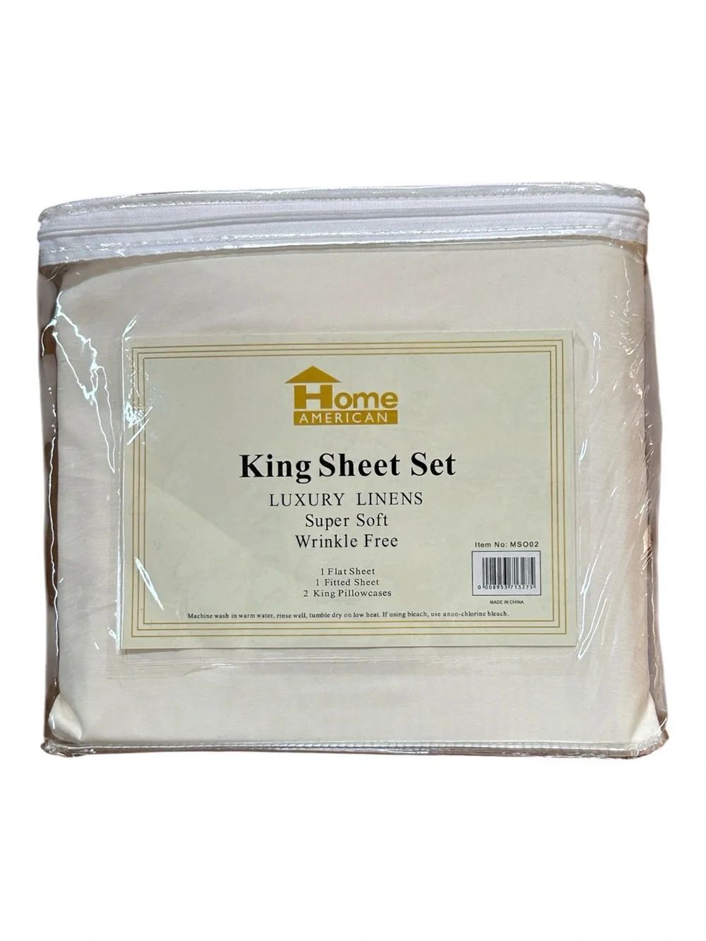 NEW Home American 4 Piece King Sheet Set - Cream Luxury Linens